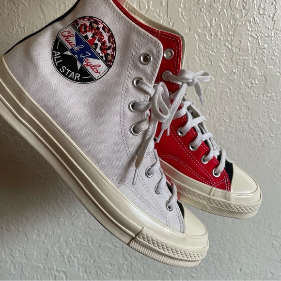 Converse Chuck 70 hi split logo play red white high top sneakers M 9.5 / W 11.5 - Picture 3 of 13